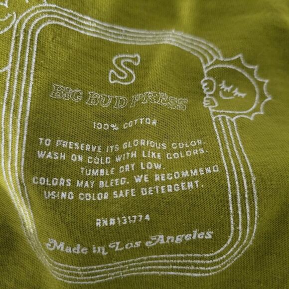 Big Bud Press Graphic Tee Green Retro Flower Short Sleeve T Shirt Size Small - Picture 6 of 11